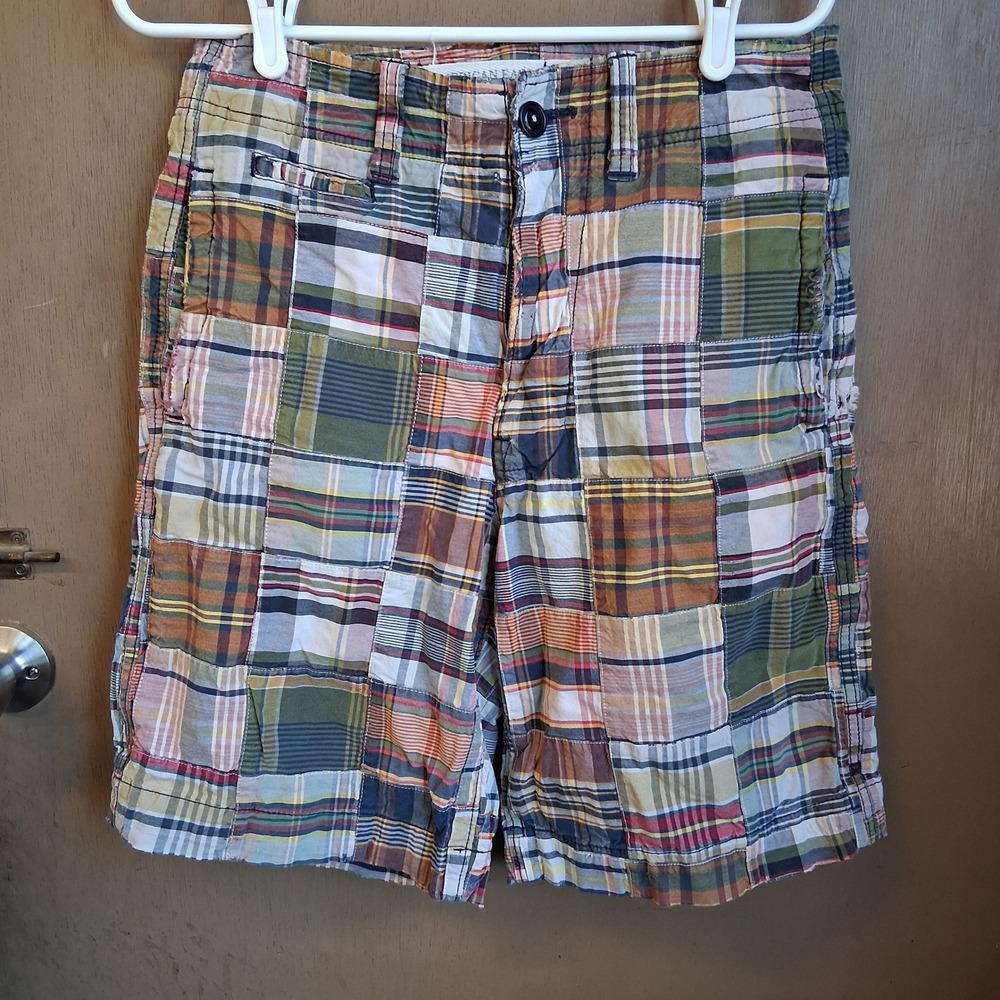 Vintage American Eagle Patchwork Madras Plaid Shorts‎ Size 29 Chino Y2K